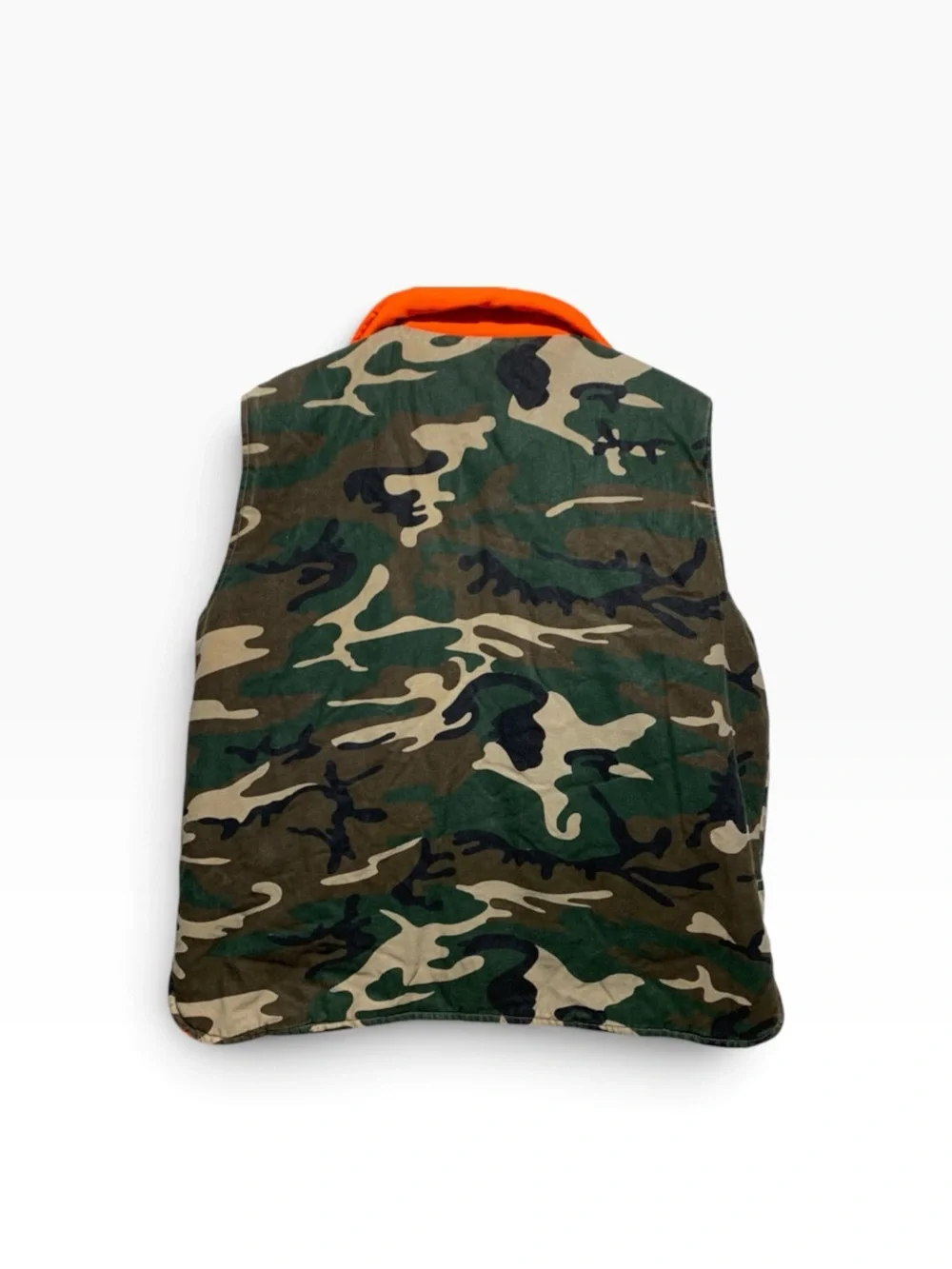 Men’s Reversible Cotton Camo Vest with Orange Lining Sz Large